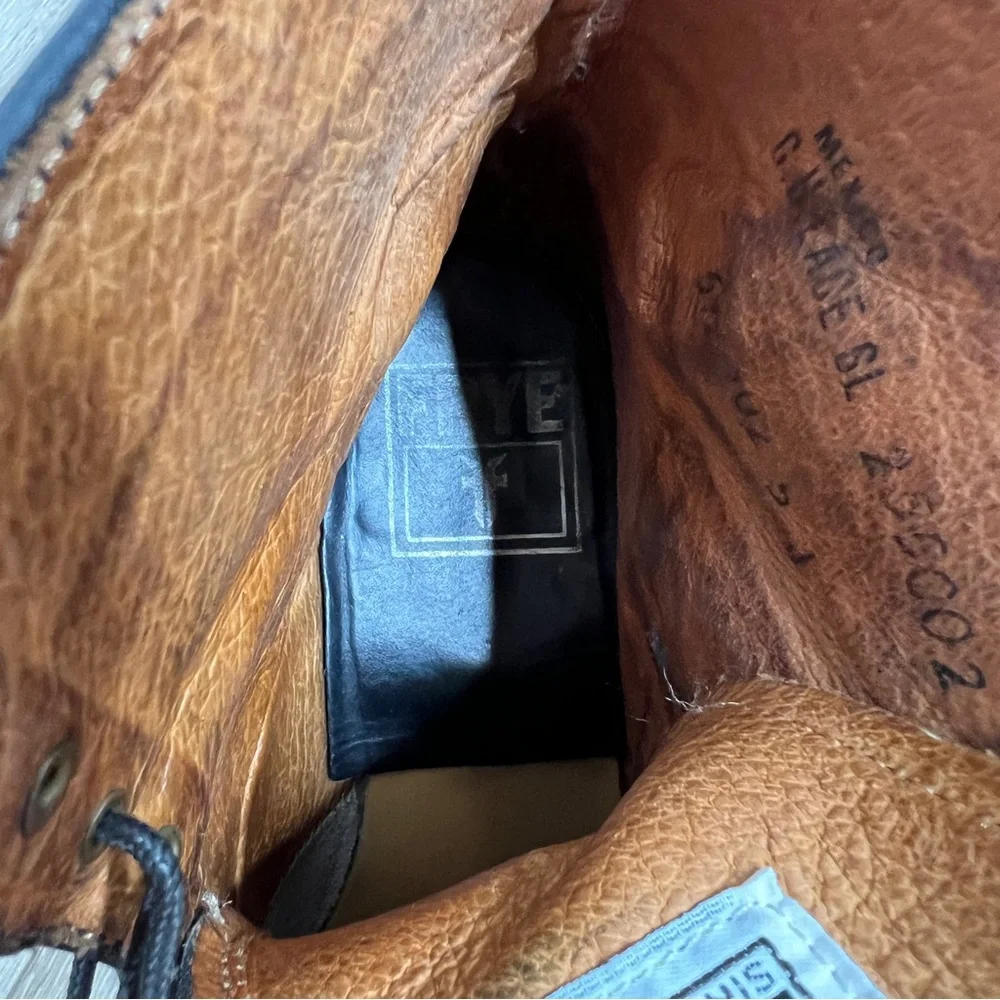 FRYE Combat Black Leather Lace Up Booties Boots Size 5.5 - Picture 16 of 16